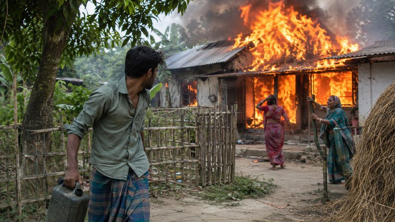 স্ত্রীর সঙ্গে ঝগড়ার জেরে শ্বশুরবাড়িতে আগুন দিলেন জামাতা, দগ্ধ স্ত্রীসহ ৩